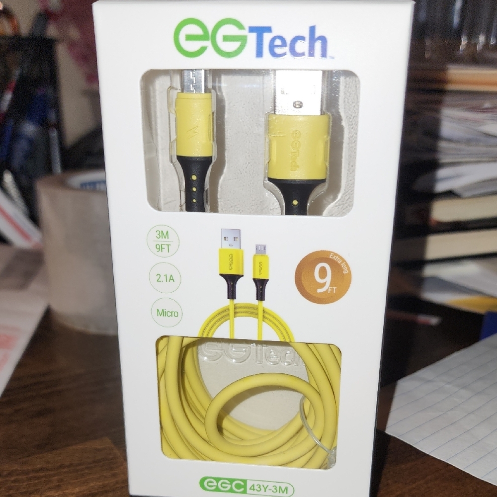 Yellow Micro USB Cable 9ft - Picture 3 of 3